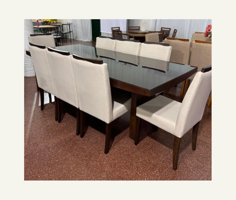 Mesa Rita com tampo de vidro e Cadeira REF 405