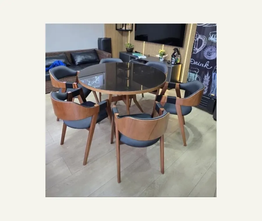 Mesa Moscow com tampo de vidro e Cadeira REF 408