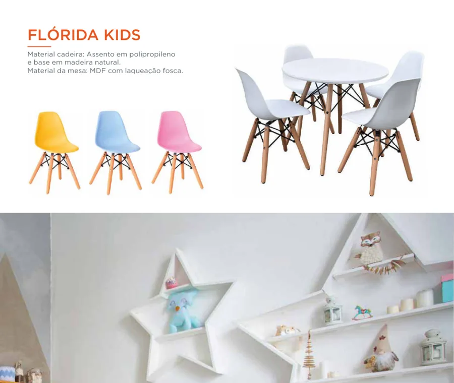 Cadeira Flórida sem Braço Kids e Mesa Flórida Kids Ø 60 x 46 cm