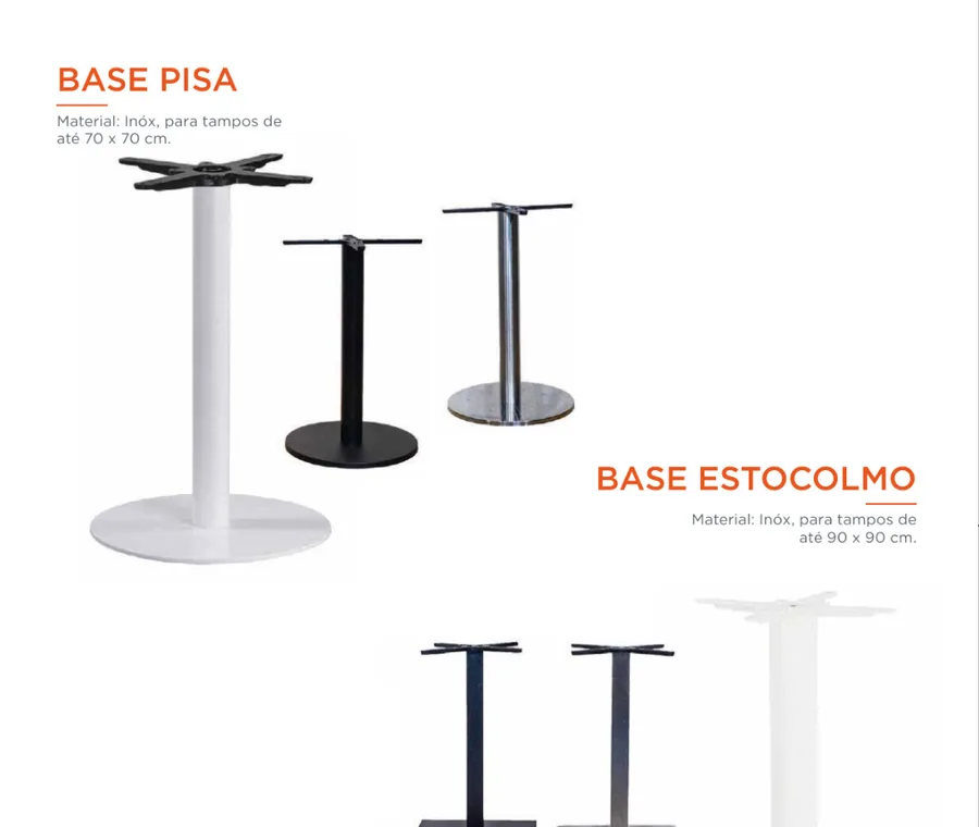 Base Bistro Pisa e Base Mesa Estocolmo e Base Mesa Pisa