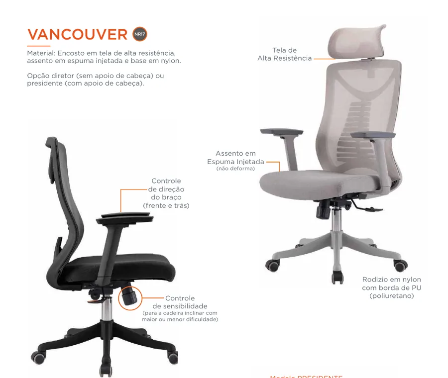 Cadeira Vancouver Diretor e Cadeira Vancouver Presidente