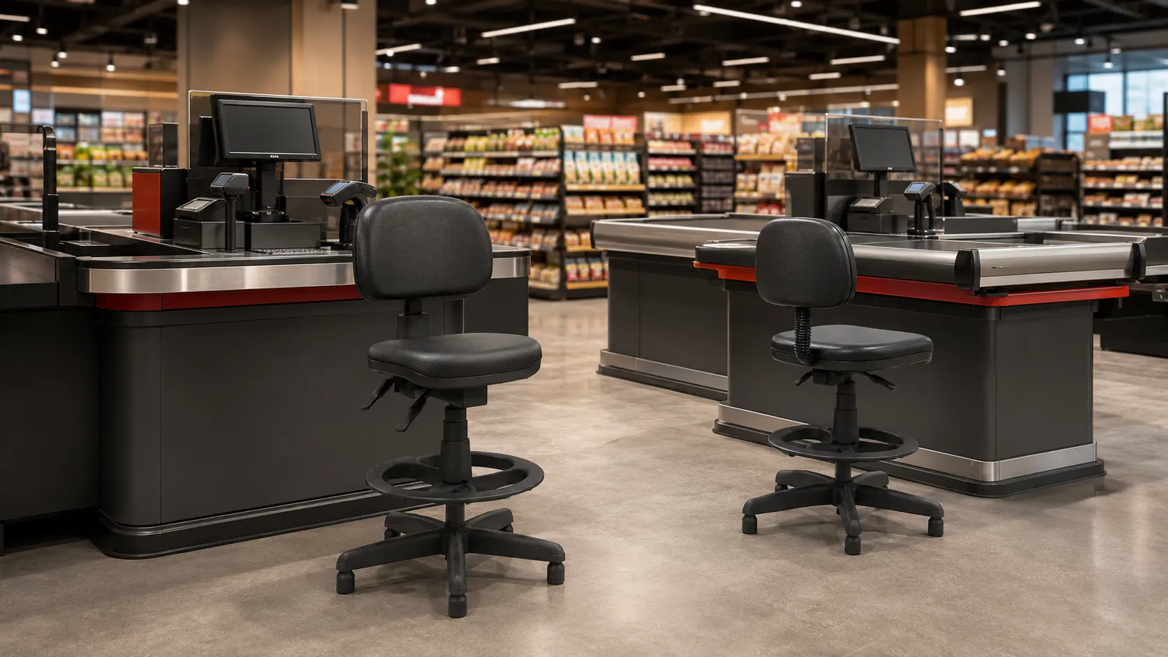 Ambiente de supermercado com cadeiras Ergolar